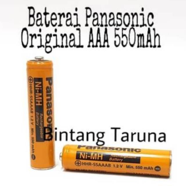 Baterai AAA Charge Panasonic 550mAh Baterai Ni-Mh HHR-55AAAB