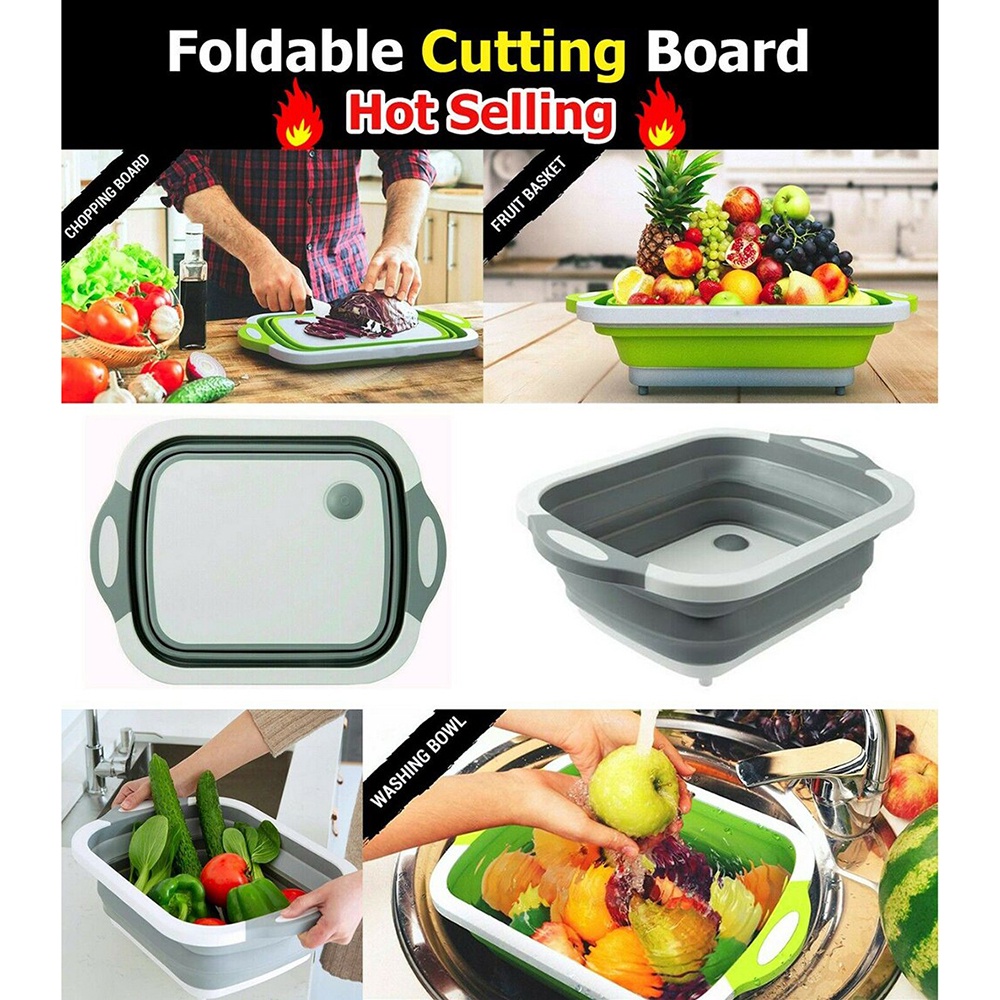 Talenan Bak Cuci Lipat Foldable Silicone Cutting Board Organizer - TW-386