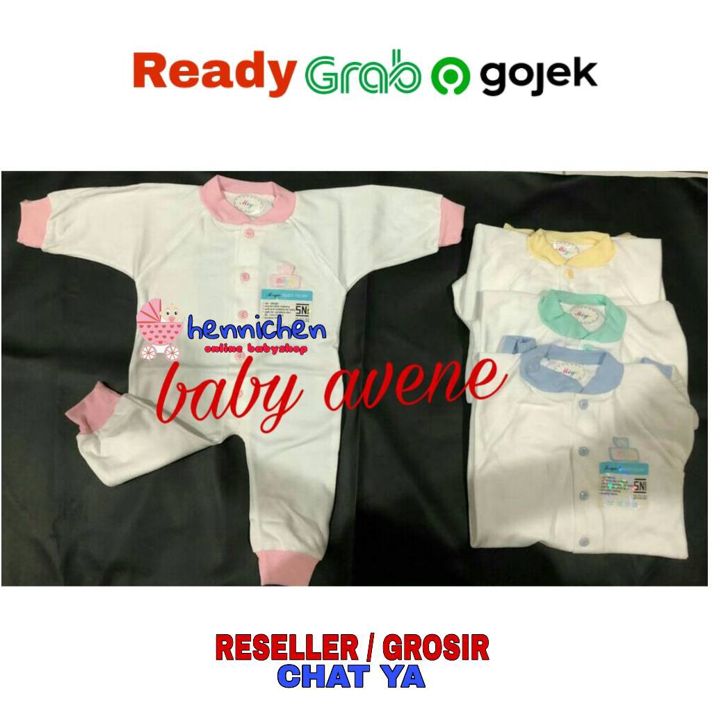 MIYO by libby Baju Kodok Panjang BUKA Kaki Bayi Baby PUTIH New Born (0-3M) SNI