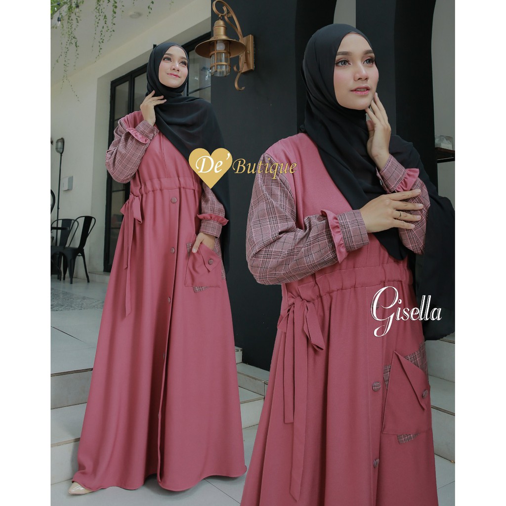 gamis GISELA ORI DE BOUTIQUE by AL faro original premium itycrepe tangan kotak remaja