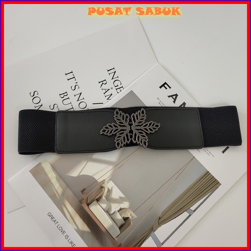 Belt Wanita Gesper Ikat Pinggang Lebar Sabuk Korea Obi Karet Elastis Cewek Gasper besar Hitam Kekinian Fashion Cantik Murah Jumbo Women Praktis Modis Mewah Pingang Grosir Melar Blet