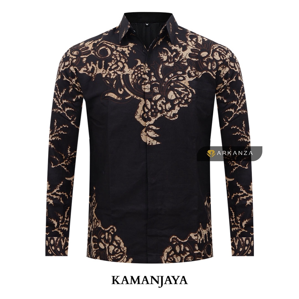 BATIK ARKANZA Motif KAMANJAYA Hem Atasan Kemeja Baju Batik Pria Cowok Laki Laki Slimfit Full Lapis Furing Lengan Panjang Lengan Pendek Original Asli