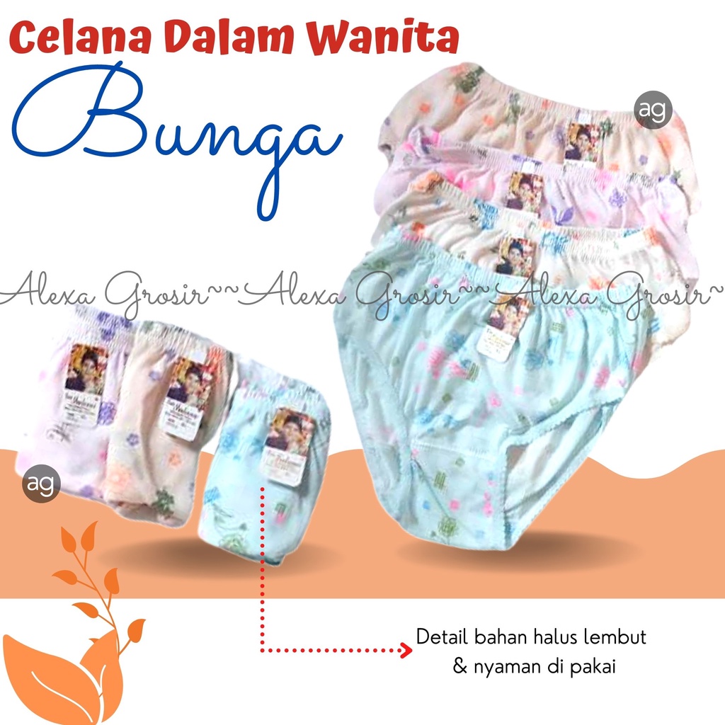 12 PCS Celana Dalam Wanita Murah Bunga Lusinan M L XL 3L L4 //alexa