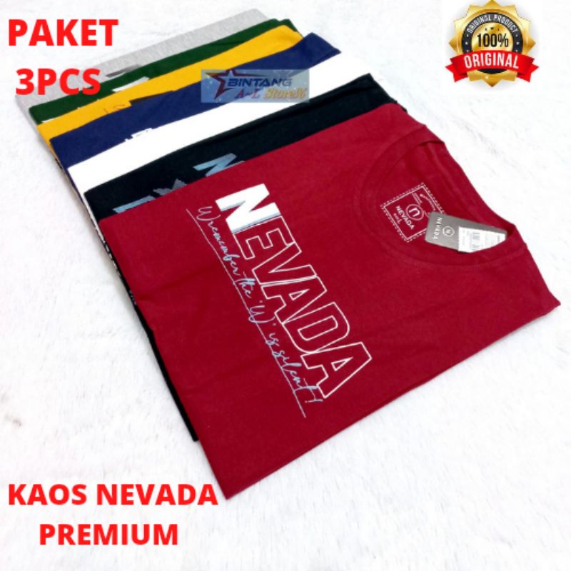 3pcs 100.000 MOTIF random kaos Nevada matahari unisex / kaos wanita pria termurah/ kaos distro terbaru / kaos pria distro /  baju kaos Nevada branded matahari