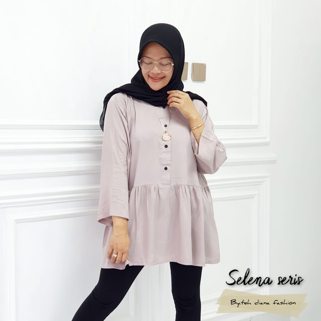 Atasan Wanita Jumbo / Blouse Wanita Jumbo / Baju Atasan Wanita Jumbo Model Selena Rayon Polos Ld 124-3