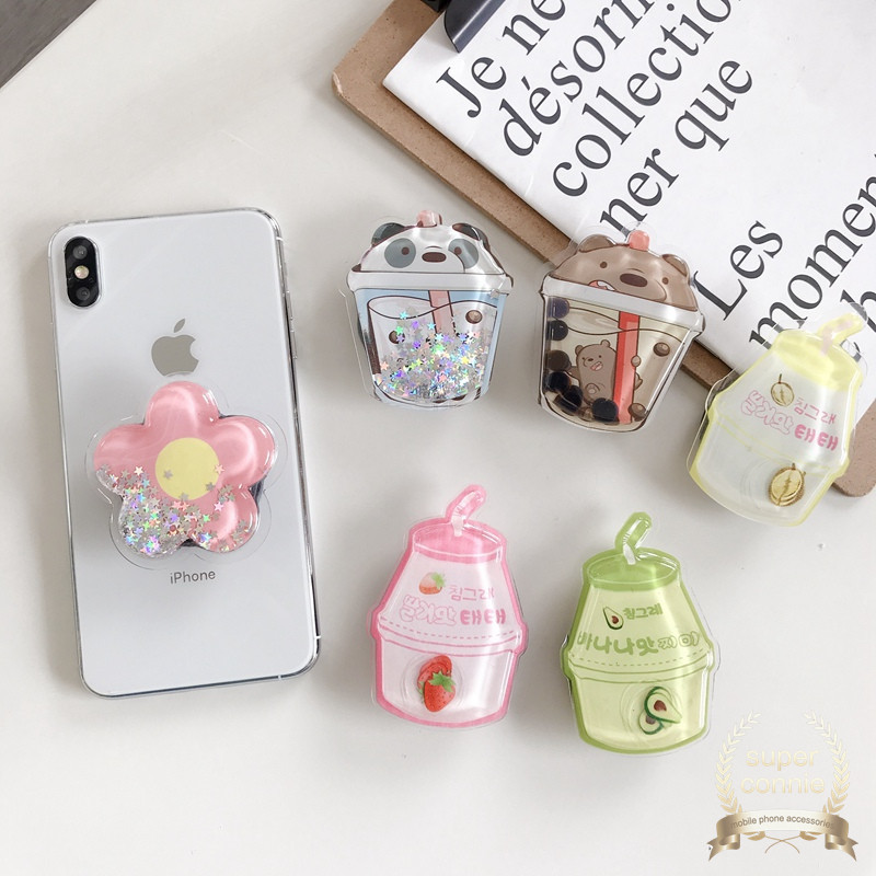 Pop Socket Squishy Holder Ponsel Model Kartun Telapak Kaki Anjing/Boba 3D Bahan Silikon