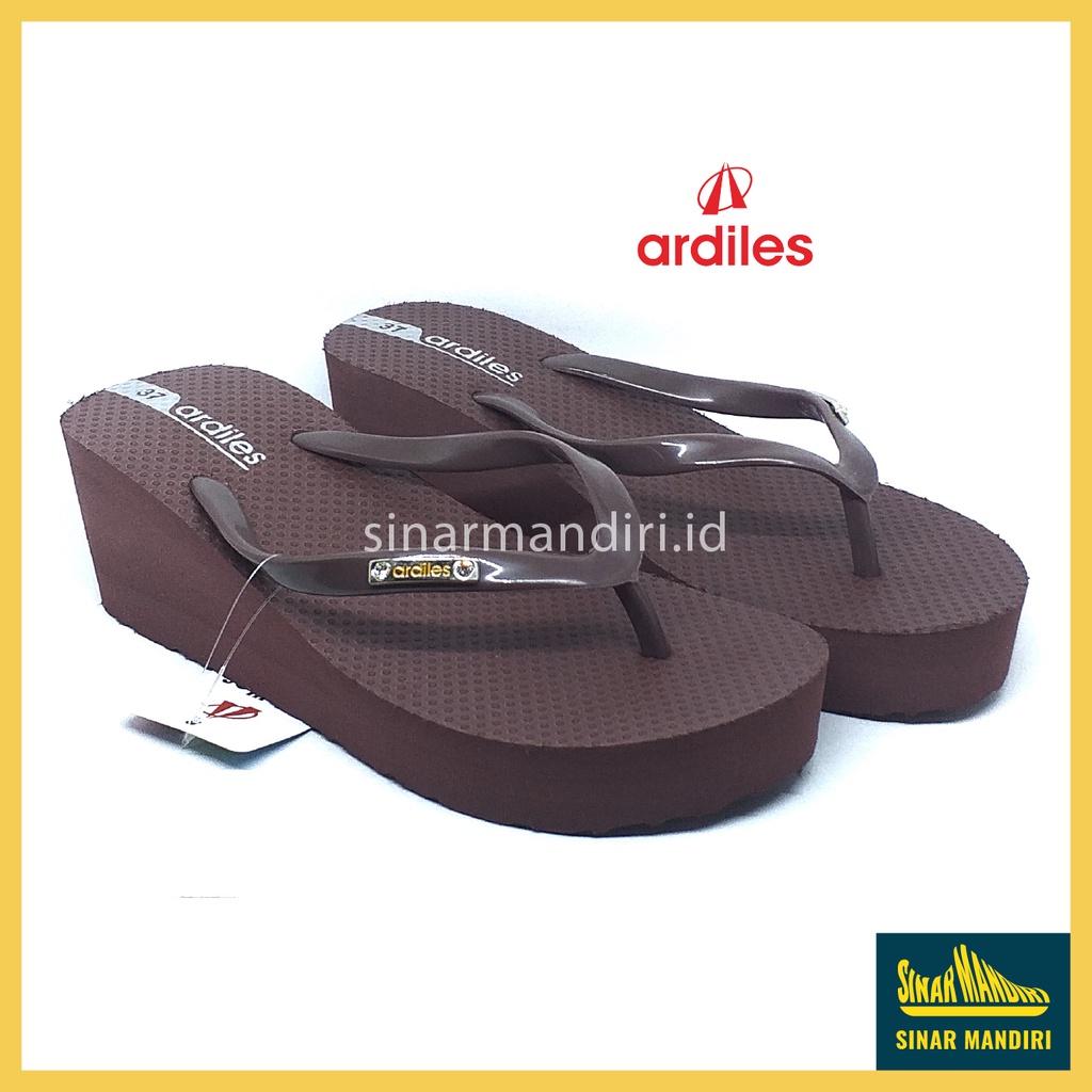Sandal Wedges Wanita Ardiles Tefity Ringan Anti Air Awet Jinjit Jepit 36-40 Merah Hitam Coklat-8
