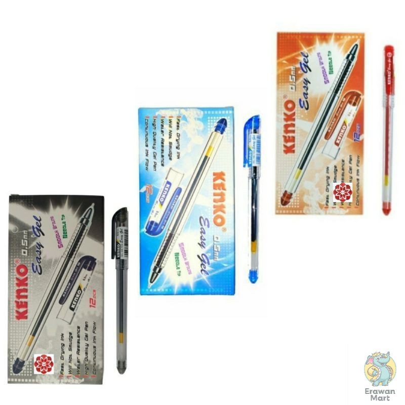 

COD - PEN KENKO / PULPEN KENKO EASY GEL HITAM MERAH KENKO 0.5MM