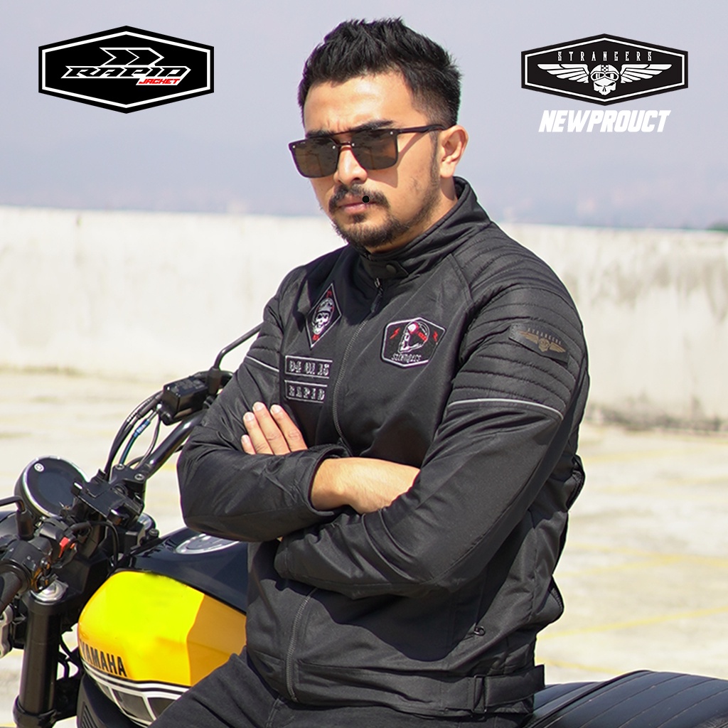 JAKET motor touring premium  RAPID STRANGERS jaket bikers full bordir tengkorak anti air dan anti angin