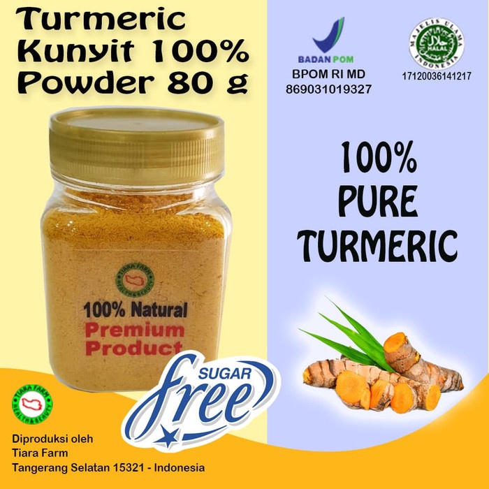 

tradisional-minuman- turmeric powder (bubuk kunyit) premium murni 80 g - tiara farm -minuman-