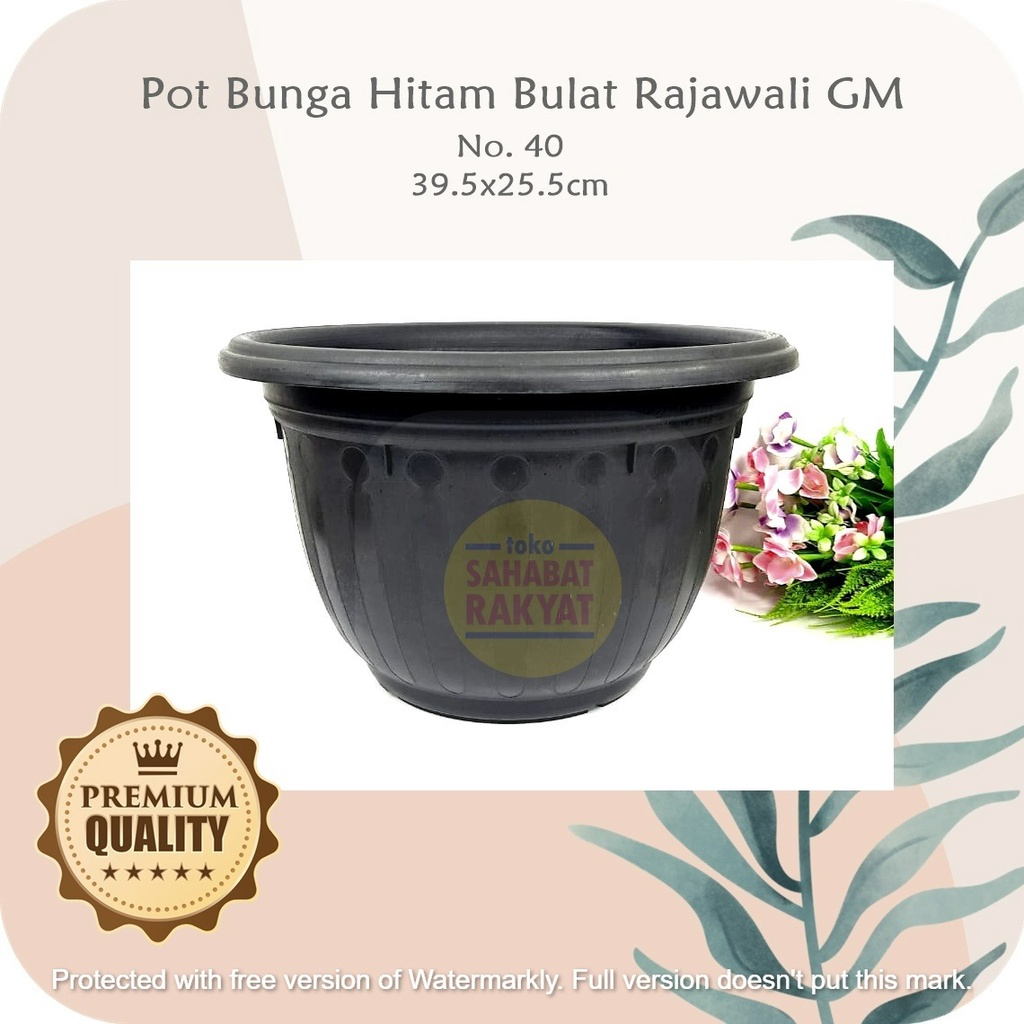 RML764Y2 - Pot Bunga Bulat Hitam Rajawali GM