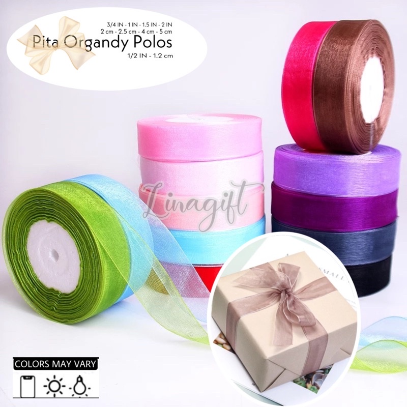 ( Rol 20 Yard ) SILK ORGANDY GIFT RIBBON 2 IN ( 5 CM ) - PITA KADO ORGANDI POLOS 50MM / ORGANZA CHIFFON TRANSLUCENT