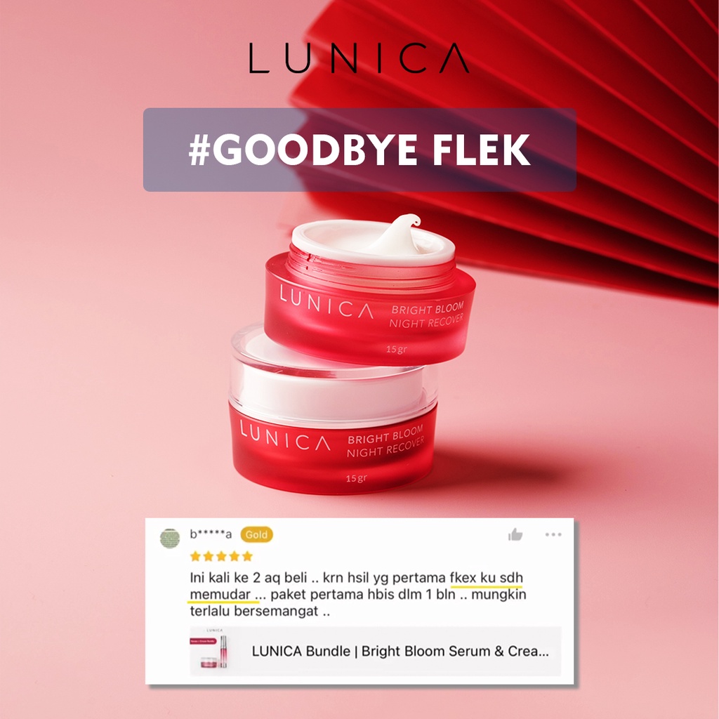 Advanced Nano Cream LUNICA Bright Bloom - Night Recover Menghilangkan Flek Hitam, Melasma, Bekas Jerawat Night Cream BPOM Krim Malam Pemutih Wajah Penghilang Flek Hitam Glowing Ampuh