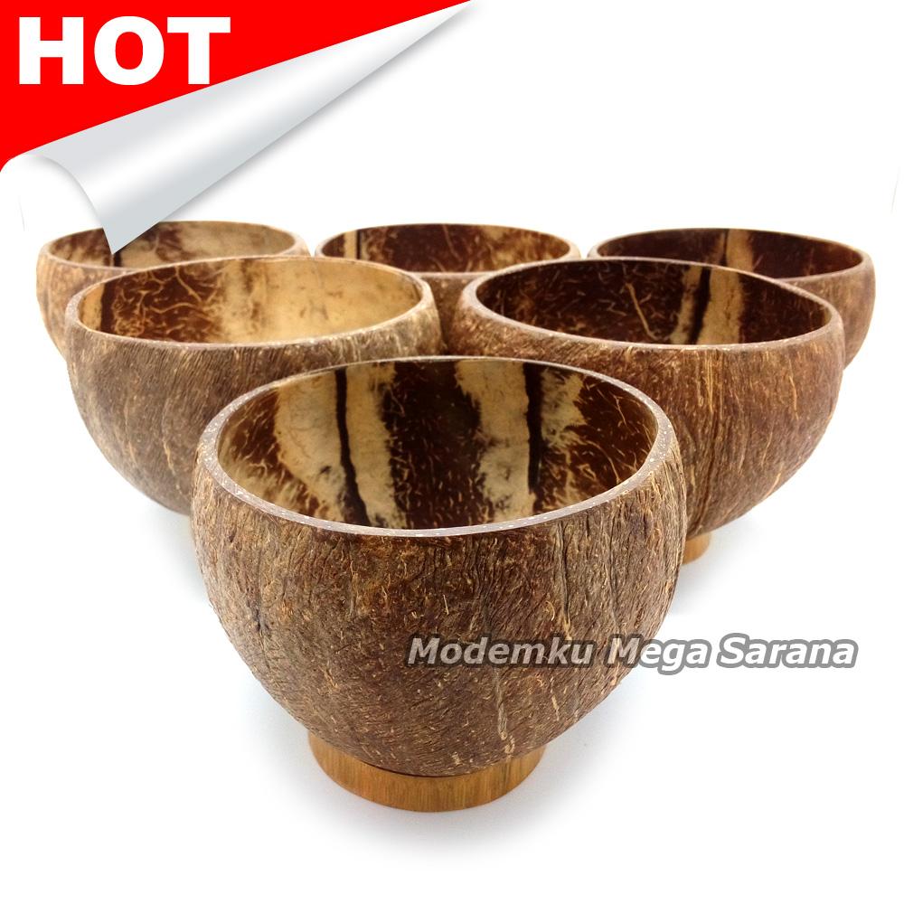 [6pcs] Gelas Cangkir Batok Kelapa Natural Non Handle- LF03