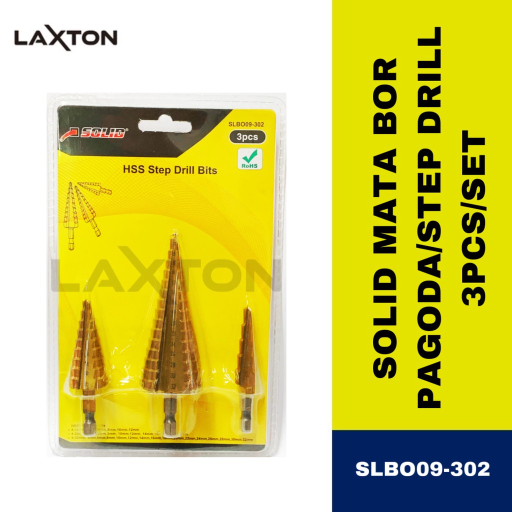 Solid mata bor pagoda step drill 3pcs per set SLBO09-302