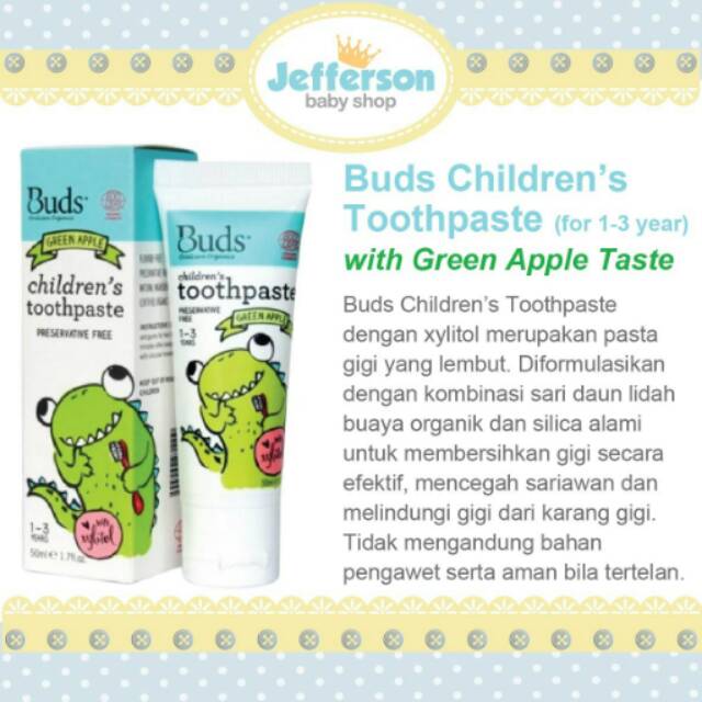 Buds - for kids children's toothpaste (1-3thn) - greenapple