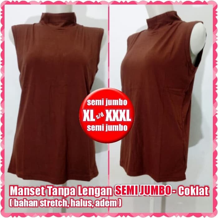 Tank Top Polos - Bra Kemben - Tank Top Manset Tanpa Lengan Semi Jumbo - Coklat | Inner Sport Besar