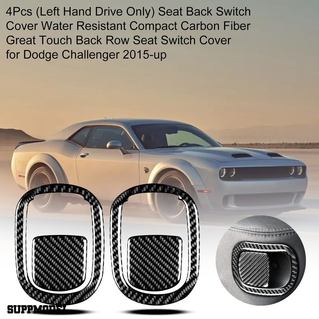 Smodel 4pcs Cover Saklar Switch Jok Belakang Mobil Bahan Serat Karbon Tahan Air Untuk Dodge Challenger 2015