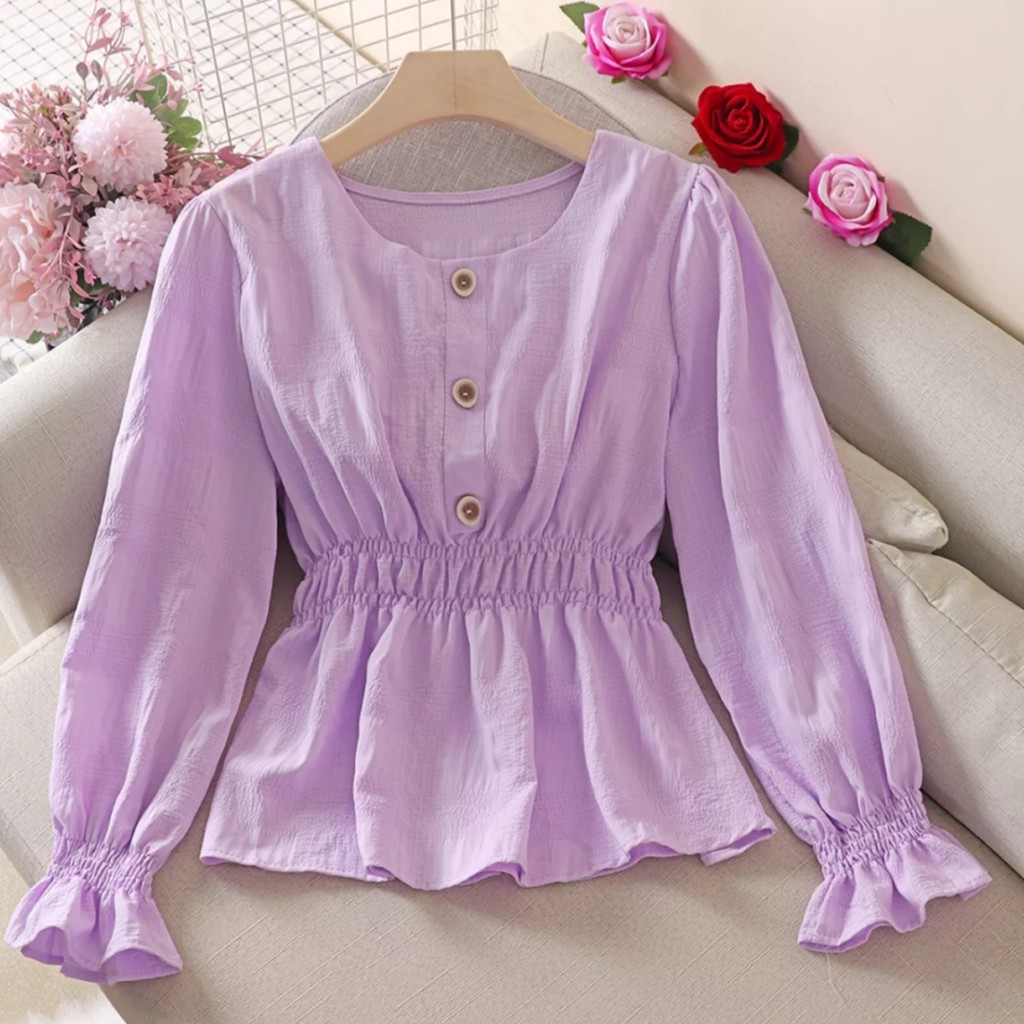 CATHERINE-AQILA BLOUSE/BLOUSE WANITA/PAKAIAN WANITA-LILAC