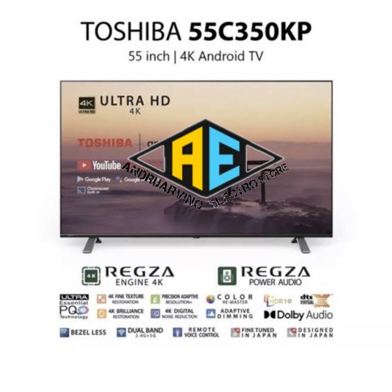 TOSHIBA LED TV 55 Inch 55C350KP Android UHD 4K New Series (2021)