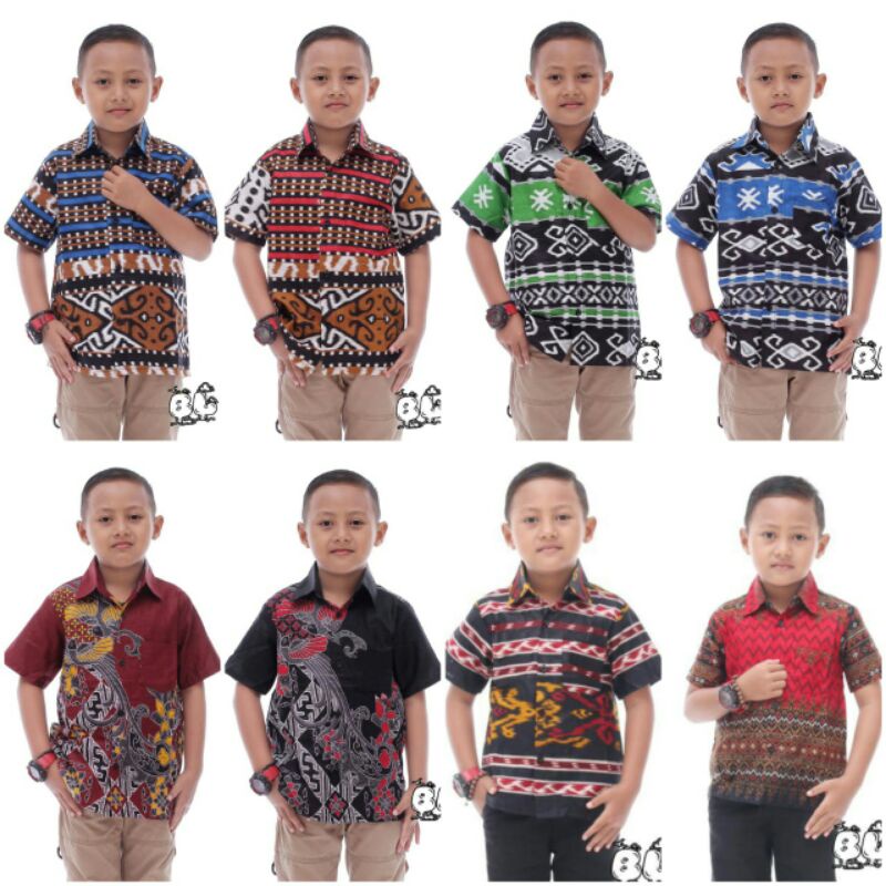 Kemeja Batik Anak / Hem Anak Pendek Laki Laki Motif Songket Ulir 3-11 tahun