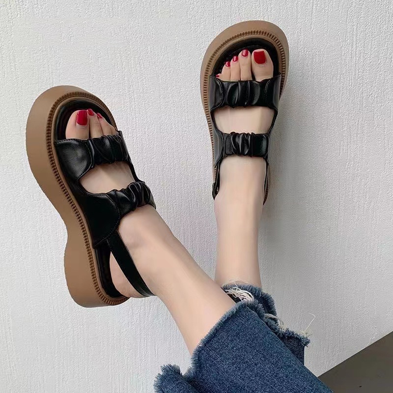 Sepatu Sandal Wanita Sandal Cewek Sandal Import Sandal Fahion Kuliah Strap Elastis Sole Tebal Fashion Modis Modern