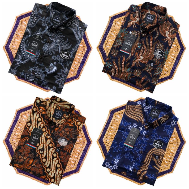 Kemeja motif batik pria lengan pendek - Hem salur bunga - Kemeja batik pendek cowok - kemeja formal 