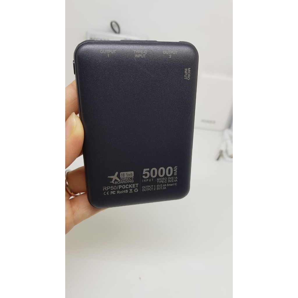 Powerbank ROKER POCKET SLIM RP50 Dual Output Smart IC 2.4A 2.1A 5000MAH