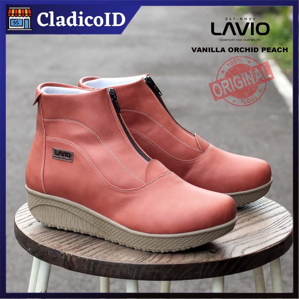 Sepatu Boot Wanita Fashion Korea Spatu Boots Pendek Cewek Lavio Vanilla Original Shoes Outdoor Cewe Dengan Resleting