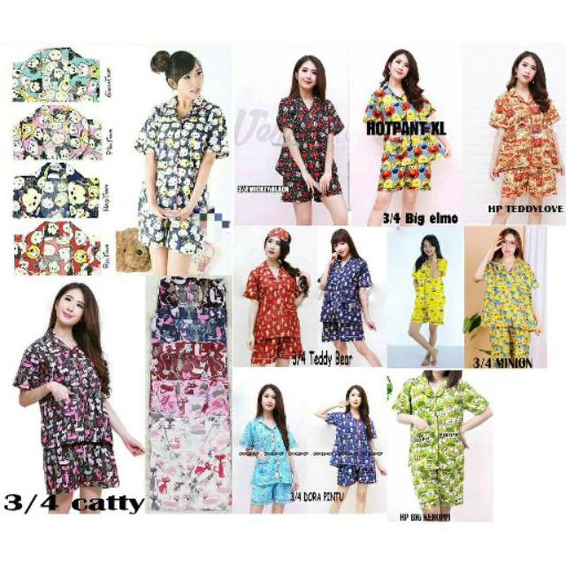 Piyama Sutra Organik -Tiara Long Lff Piyama Pajamas Dewasa/Piyama Hp/Fit To Xl/Motif/Hp Murah/Grosir