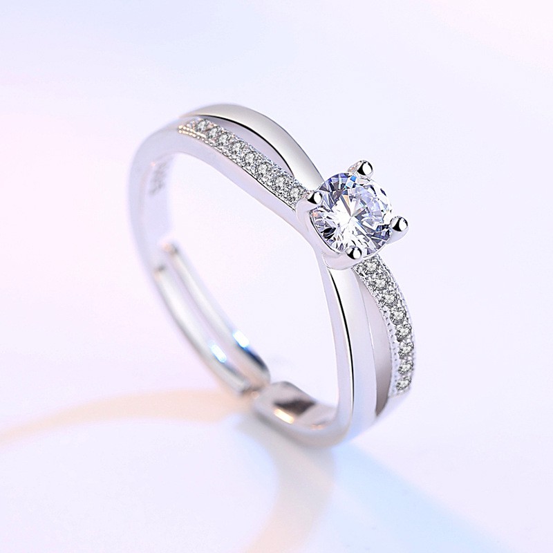 Cincin Wanita Bahan Sterling Silver 925 Desain Mahkota Hias Berlian 14 Gaya Untuk Pernikahan