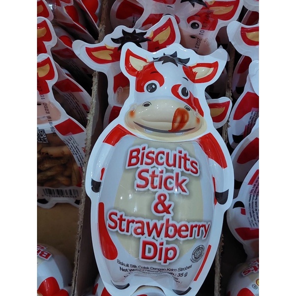 Biskitop Sapi Biskuit Stick Stik Krim Stroberi