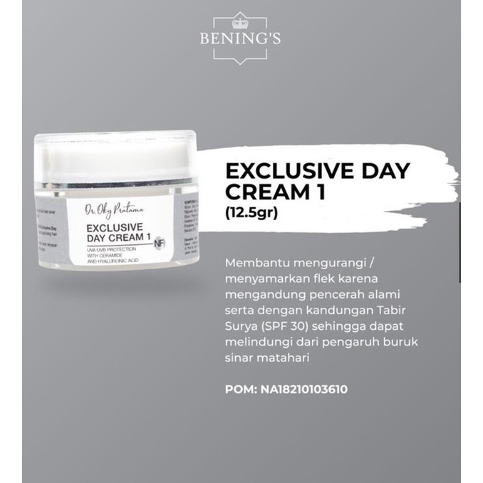 Jual Exclusive Day Cream Bening Skincare By Dr Oky Benings Clinic