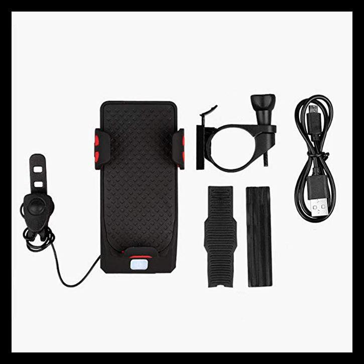 Lampu Sepeda Rechargeable Flashlight Phone Holder Power Bank 2000mAh Terang ZJC0158 Zacro Hitam Grab