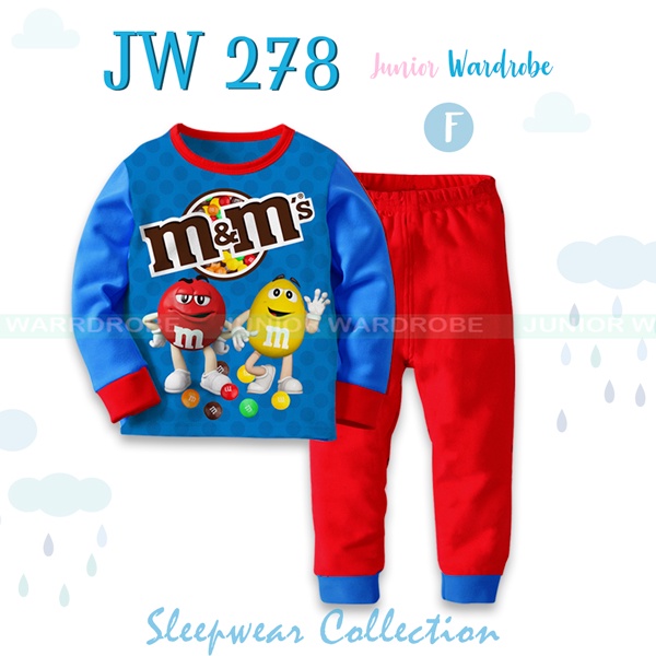 Piyama Anak JW 278 Baju Tidur Long Sleepwear Snack Series Anak Import