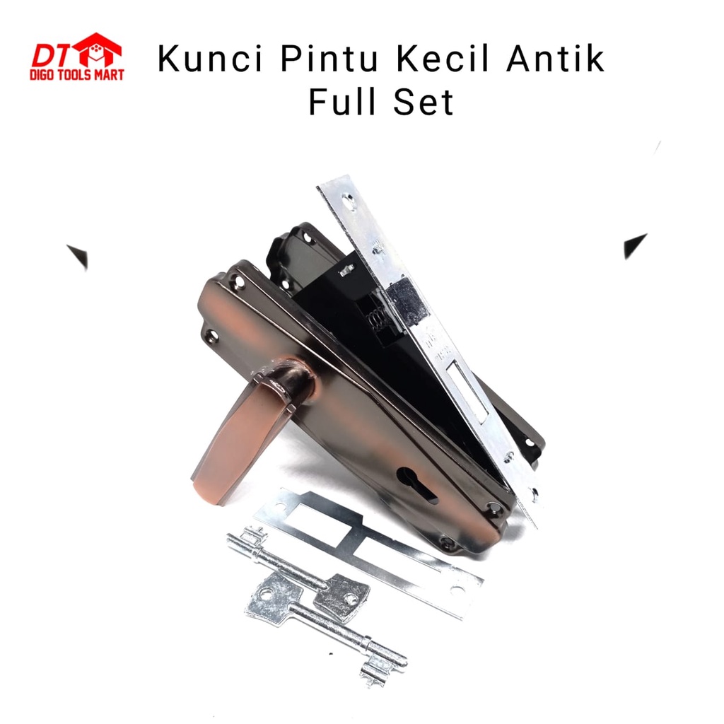 Kunci Pintu Kecil Antik Tanpa Silnder Full Set Gagang Pintu