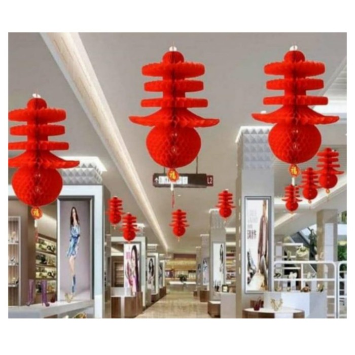 Jual Lampion Lipat Plastik Merah Dekorasi Imlek Sincia Tenlung Pagoda Oci Shopee Indonesia