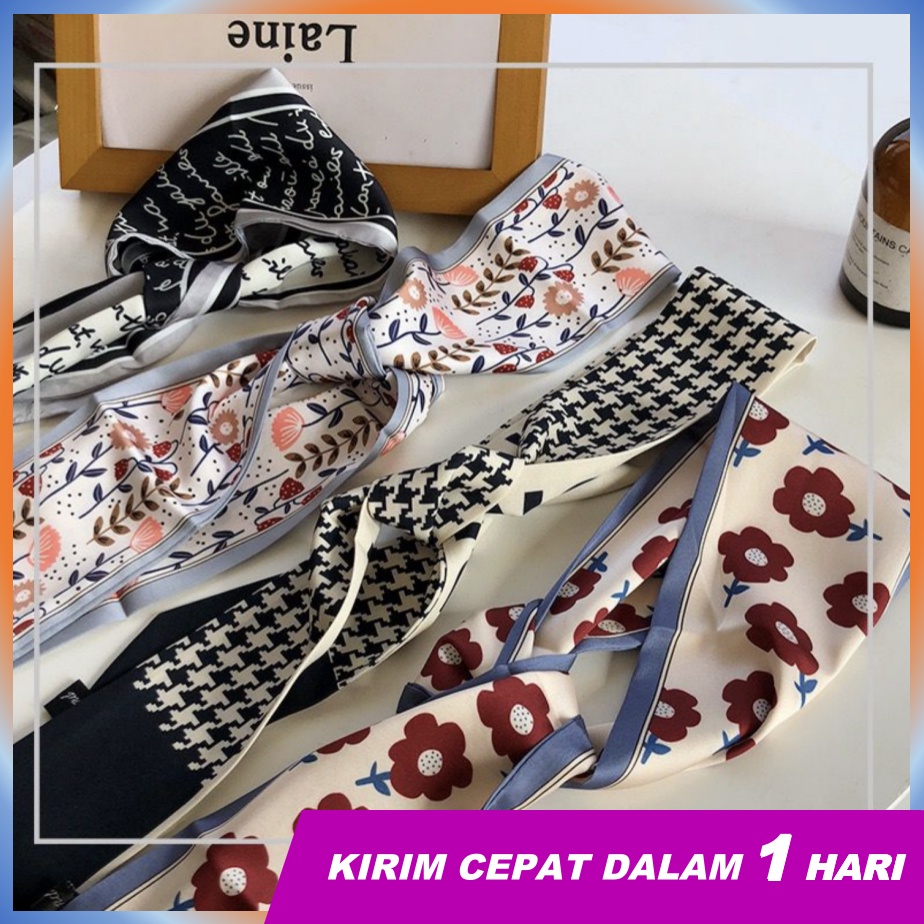 ZEXI Ikat kepala sutra Korea/Scarf/syal satin kelas atas/tas kepar/sorban/ikat rambut tali korea