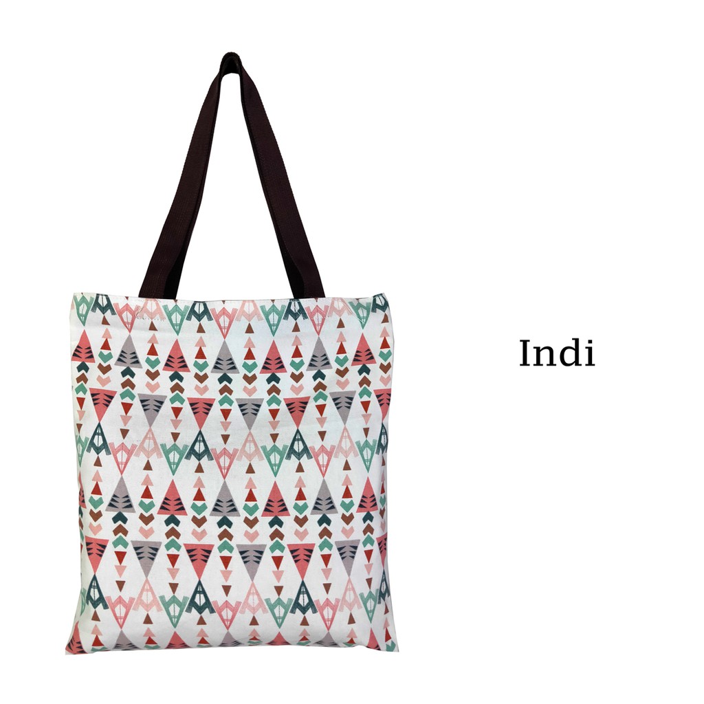 TOTE BAG / TOTEBAG KANVAS DENGAN RITSLETING KUAT DAN TRENDY / TAS TOTE MOTIF INDI