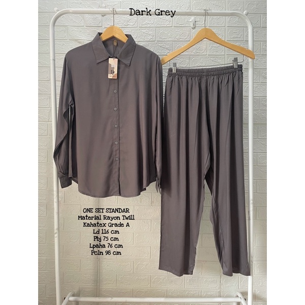 BEST SELLER ONE SET STANDAR POLOS-Dark grey Ld 116