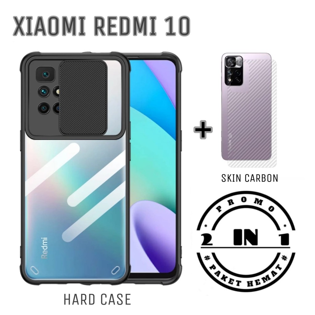 PROMO Case REDMI 10 Hard Case Fusion Sliding Camera Protection FREE Skin Carbon pelindung Belakang Handphone