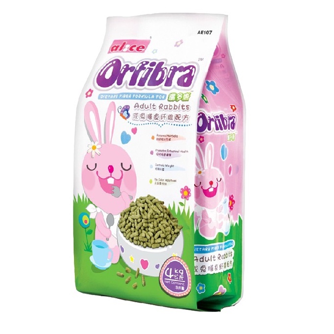 Makanan Kelinci - ALICE AE107 Orfibra Adult Rabbit Pellet 4Kg