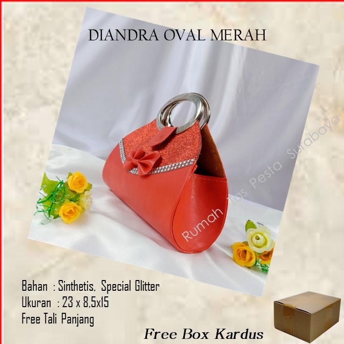 Tas Elegan ,Tas Slempang,Tas Etnik,DIANDRA OVAL MERAH