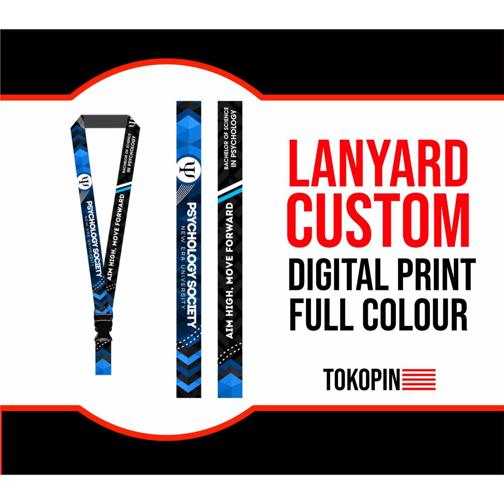 

LANYARD 2CM CUSTOM DIGITAL PRINT 2 Sisi Tali ID CARD / Design Bebas (Minimal Order 10pc)