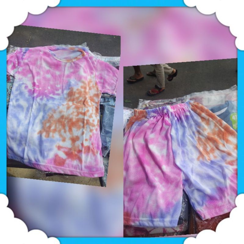 Setelan kaos tie dye usia 3-5t