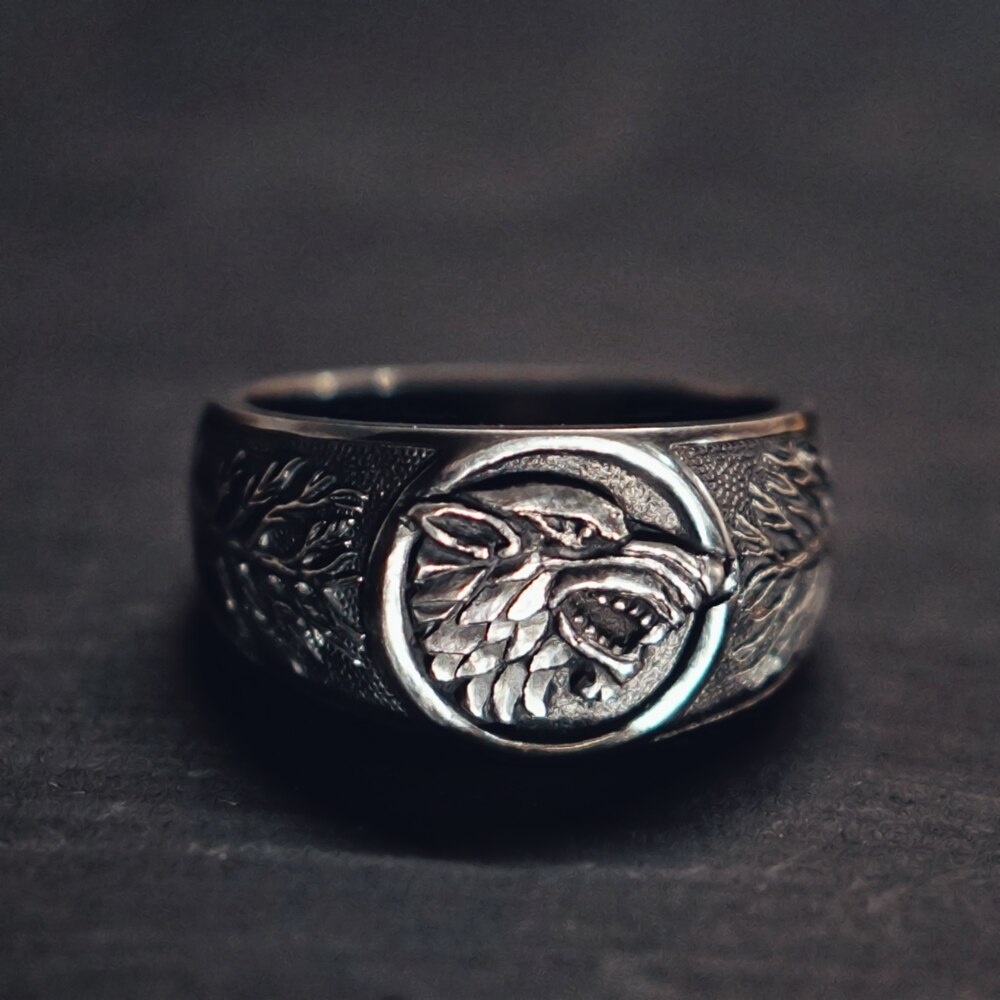 Cincin Bahan Stainless Steel 316l Desain Serigala Game Of Stark Gaya Vintagepunkbiker Untuk Pria