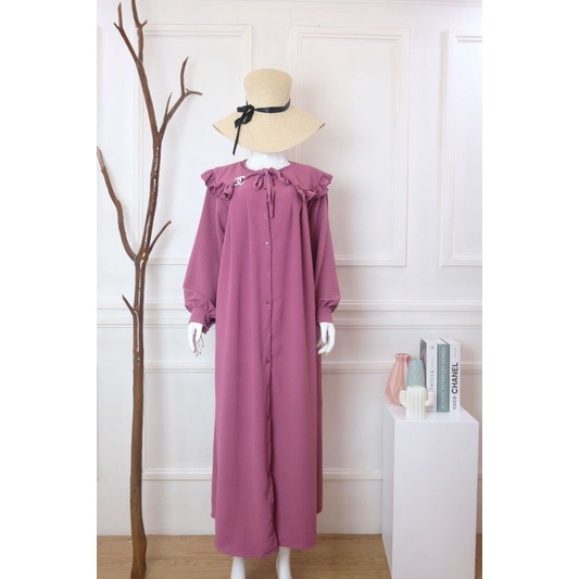 Raya Crinkle / Gamis Full Kancing Hidup Crinkle