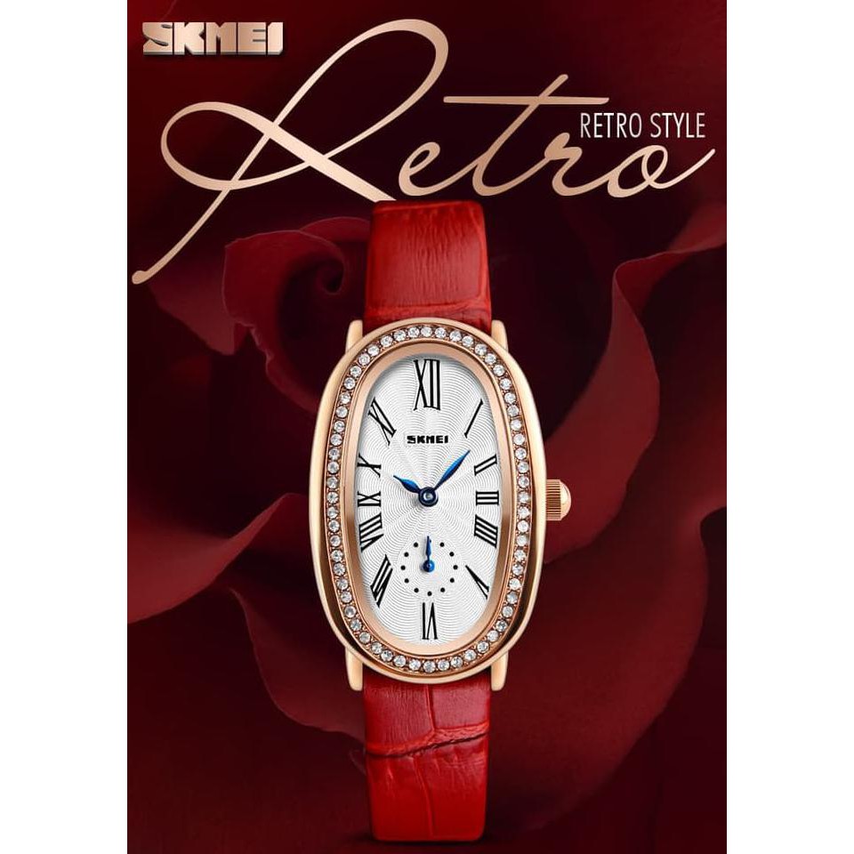 Jam Tangan Wanita Cewek Original ANTI AIR Murah Kulit SKMEI kulit - Maroon