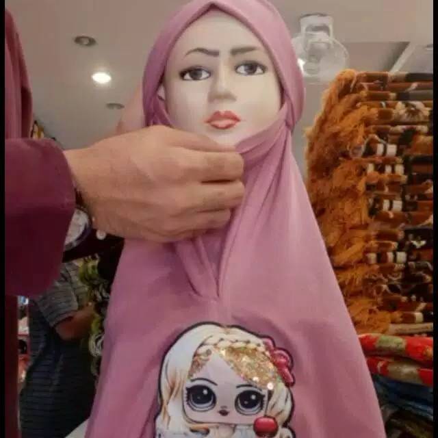 Jilbab anak motif ANGSA 3-7 tahun /jilbab ANGSA / jilbab niqob