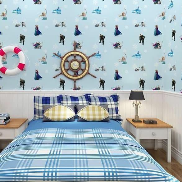 Terbaik Wallpaper Sticker Dinding Kamar Tidur 3d Frozen Ana Elsa Biru Wpsfrozen Dekorasi Rumah Mura Shopee Indonesia